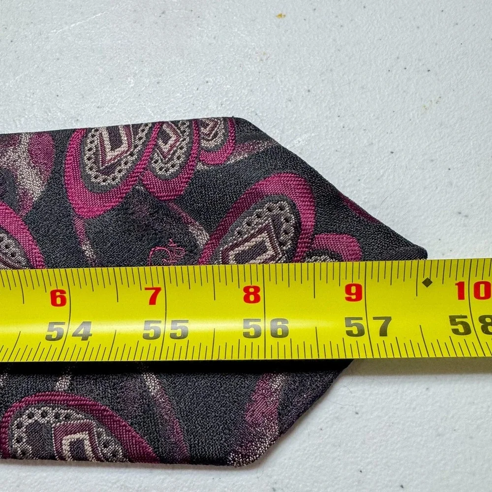 Vintage Christian Dior Tie Mens One Size Red Paisley‎ Silk Monsieur USA 90s